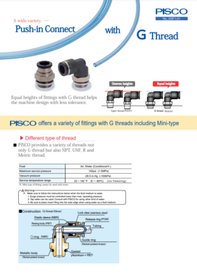 PISCO PUSH-IN WITH G THREAD CATALOG G-THREAD PUSH-IN TUBE CONNECTORS